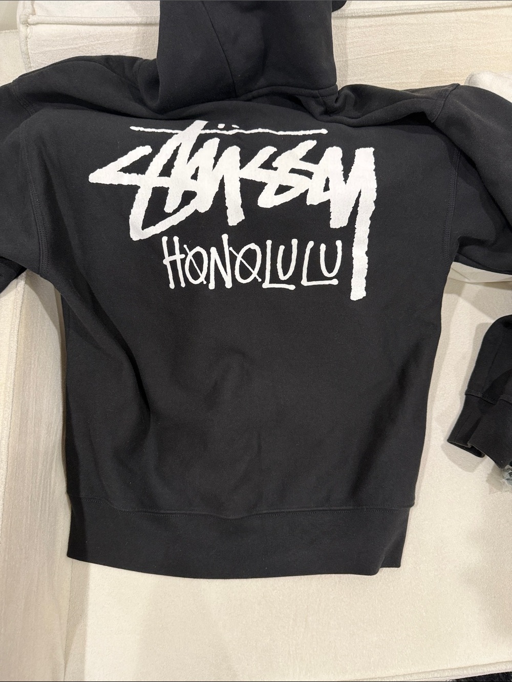 Stussy Honolulu Black Hoodie with White Stussy Honolulu Logo